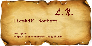 Licskó Norbert névjegykártya